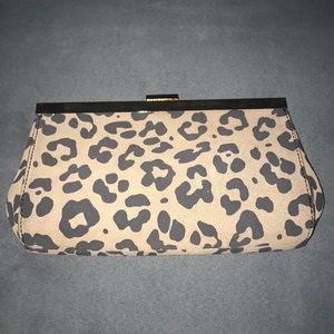 J. Crew Suede Leather & Leopard Animal Print Clutch Purse Bag